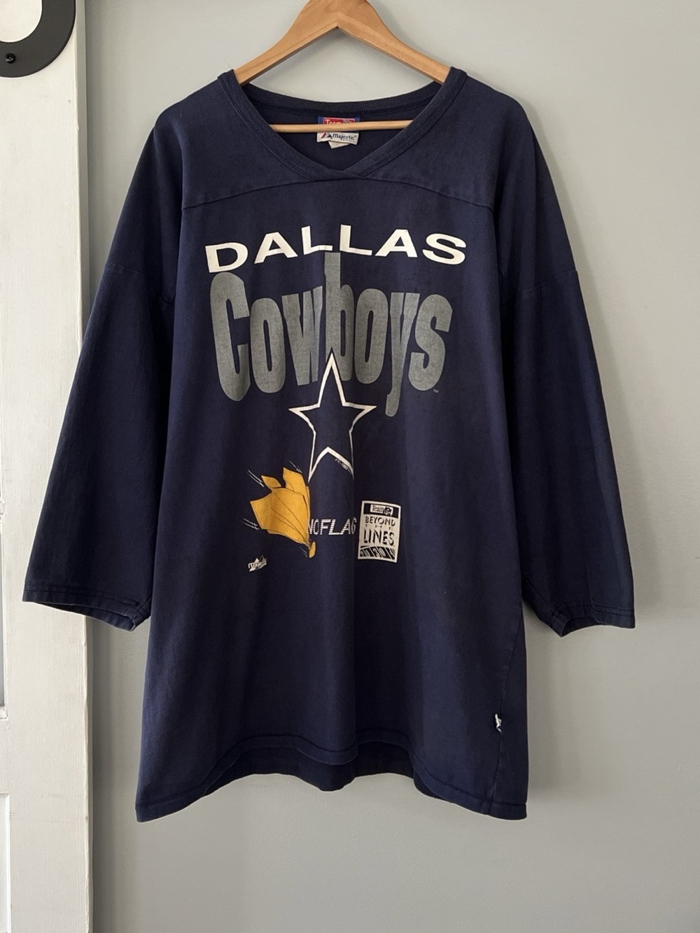 VTG 1993 Dallas Cowboys Majestic Jersey Men 2X Super Bowl Winner Distressed Fair